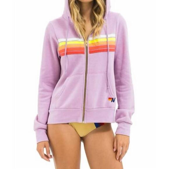 AVIATOR NATION Tops - NEW AVIATOR NATION five stripe zip hoodie in mauve white neon